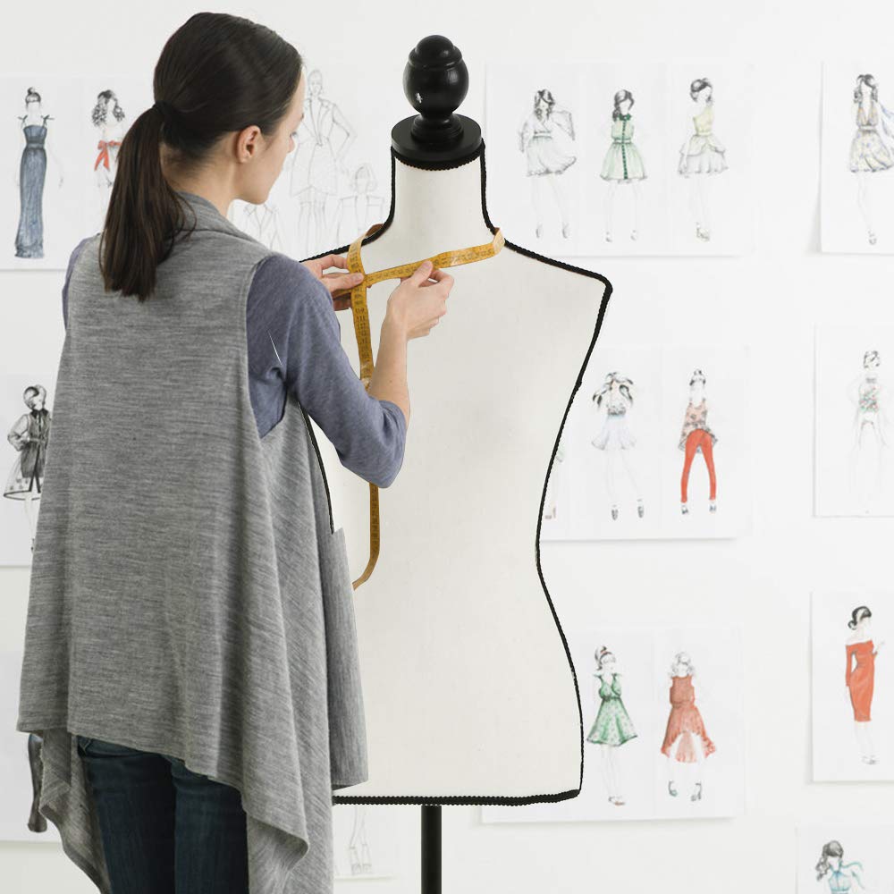Mannequin Couture Femme Réglable En Hauteur - 126 à 161,8 Cm, Mousse Haute Densité, Trépied Bois, Noir