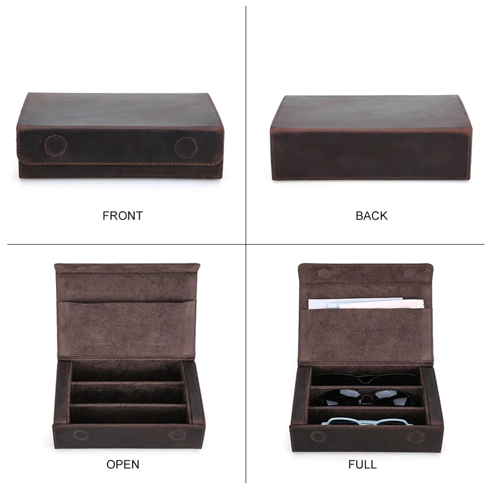 Leder 2/3/4 Slots Sonnenbrille Fall Frauen Männer Brillen Organizer Box Schutzbrille FüR Brillen