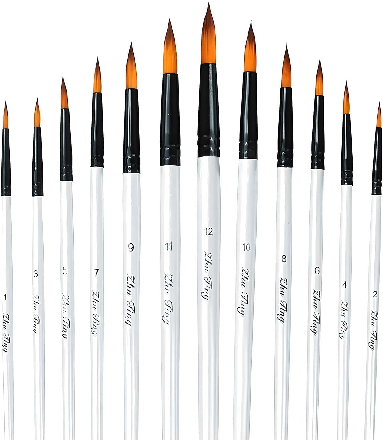 X spring Art Paint Brushes Set, 12 PCS Professional Flat Nylon Hair Tools, Fine Detail Miniature for Watercolor, Oil, Acrylic, Face, Body, Nail Art, Crafts, Rock Painting