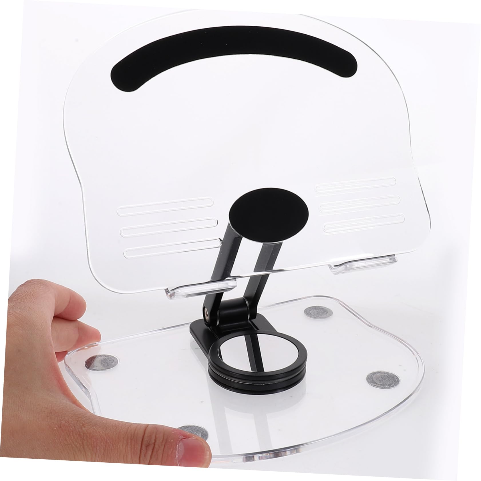 Soporte para Tableta Plegable y Antideslizante, Diseño Compacto y Ligero, Ajustable en Ángulo para Cocina y Escritorio, Color Negro, Adecuado para Usuarios Prácticos y Versátiles