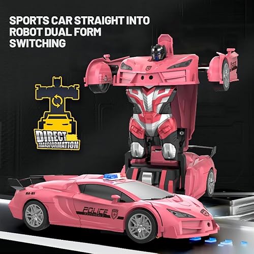 Miniatura 5 de Auto a control remoto  Transforma los coches robot a control remoto, deformación de un botón y deriva de rotación de 360, autos RC rosa para niñas
