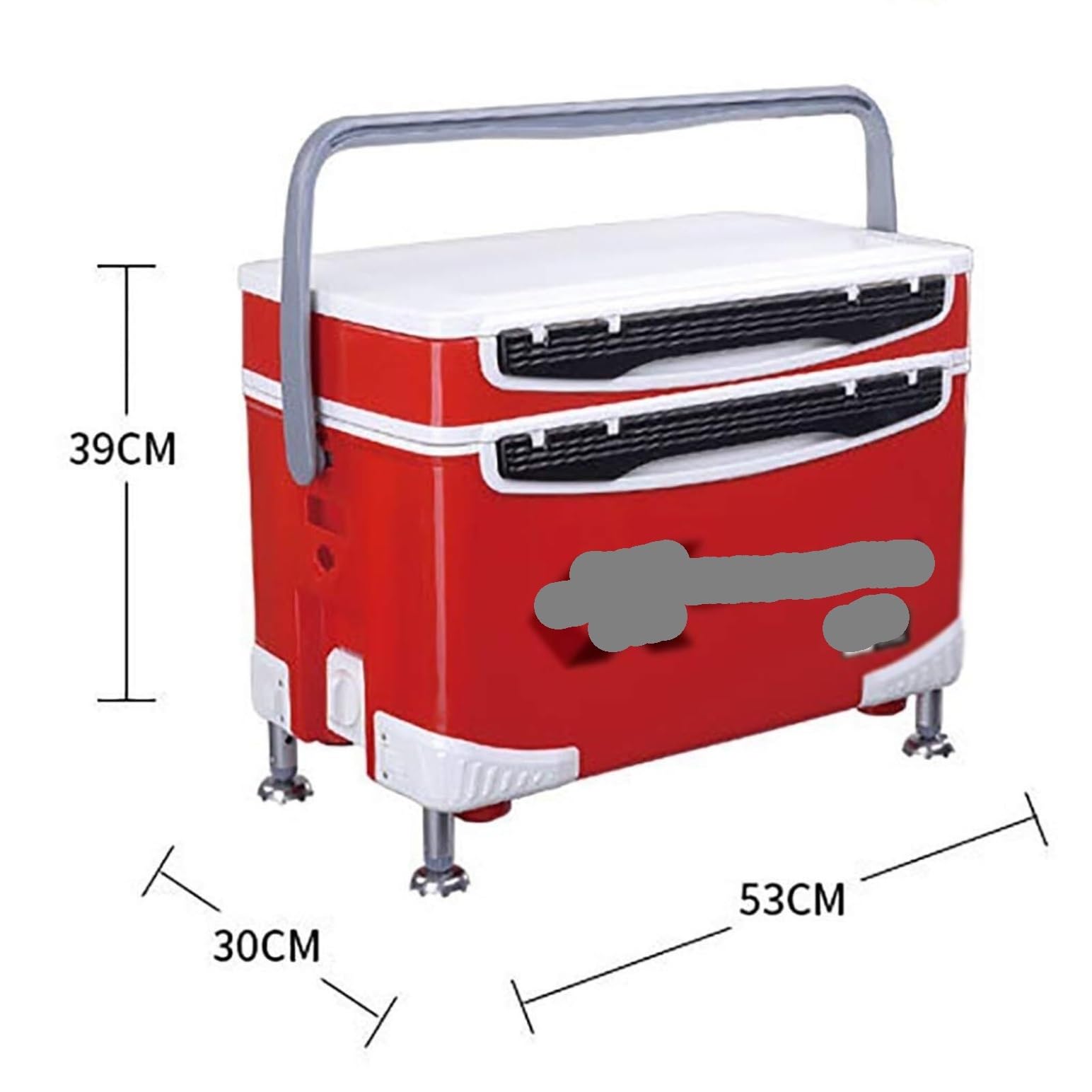 Angelkasten Gerätekoffer Doppelschichtiger Angelbox-Sitz 32L Große Kapazität Mit Hebebein Für Outdoor Camping Picknick Wandern Angelkoffer Köderbehälter(White)