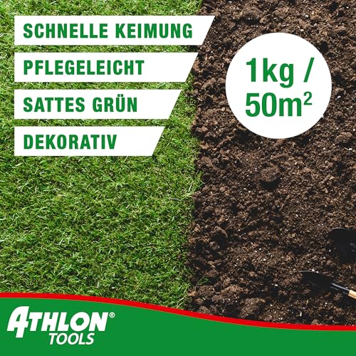 ATHLON TOOLS Premium Rasen-Nachsaat 1kg / 40m² schnellkeimende Rasensamen - Rasensaat Frühling, Sommer und Herbst