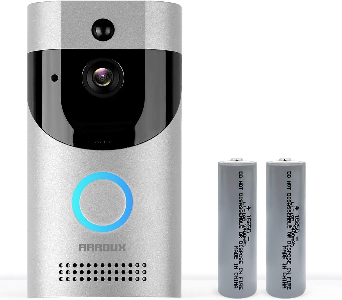 Video Doorbell,Arroux Wireless Smart WiFi Video Doorbell 720P | HD WiFi Doorbell Wireless Front Door Camera | Operated with Motion Detector Audio&Speaker (Silver)