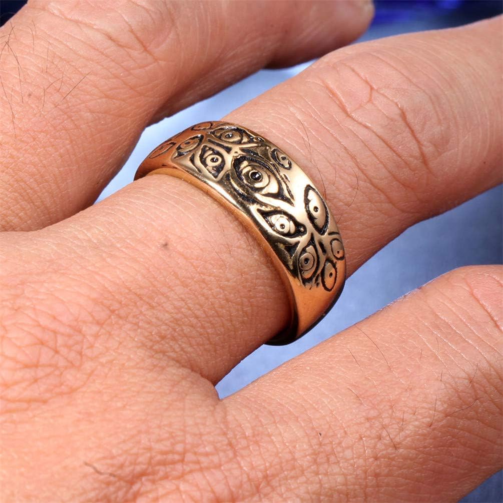 Men's Vintage Engraved Eye of God Ring Black Gold Silver Tone image 4