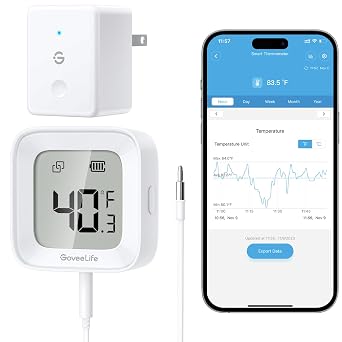 GoveeLife WiFi Refrigerator Thermometer 1-Pack with Gateway & LCD Display