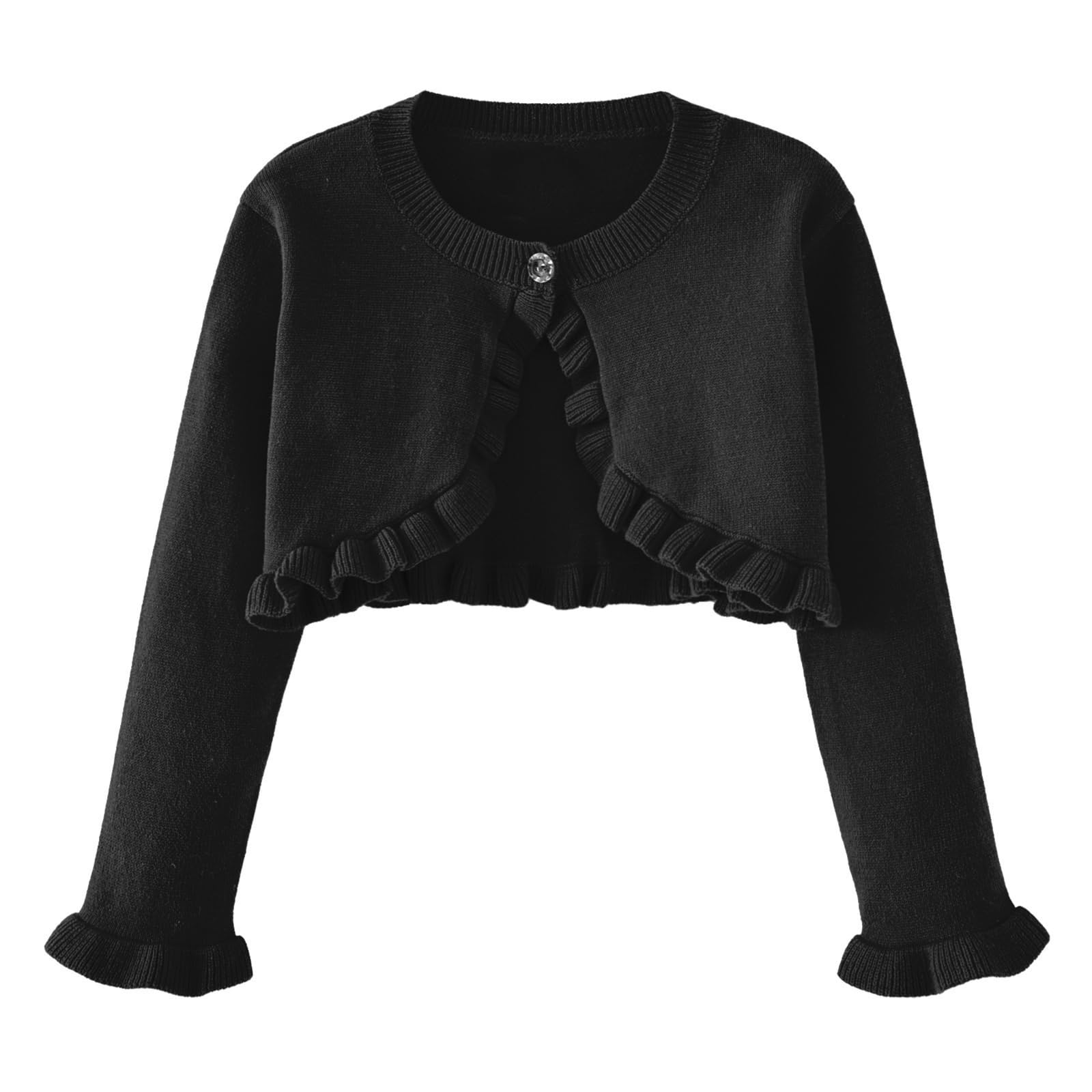 Toddler Girls Cardigan Sweater Bolero Shrug Baby Kids Long Sleeve Cropped Dress Up Button Closure Jacket Tops