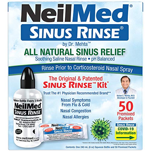 NeilMed Sinus Rinse - A Complete Sinus Nasal Rinse Kit, 50 packets