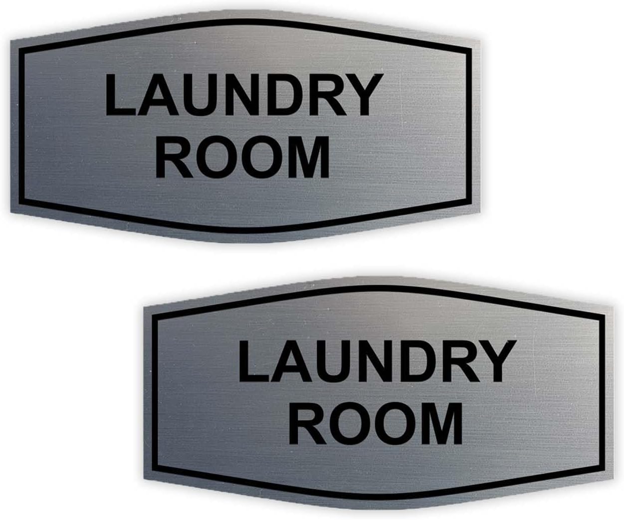 Fancy Laundry Room Sign (Brushed Silver) - Medium 2 Pack