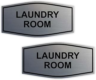 Fancy Laundry Room Sign (Brushed Silver) - Medium 2 Pack