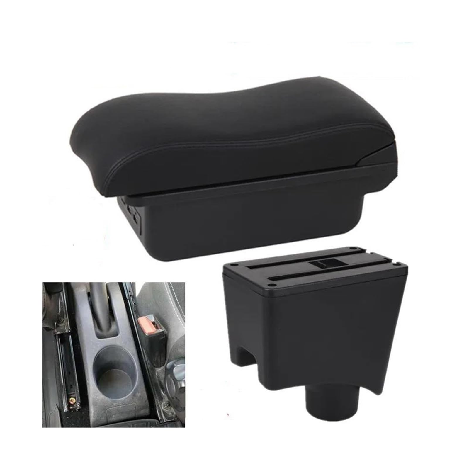 OOPUHKSY For Nissan For Almera G15 Accessories Armrest Box Car Storage Box(B2 black line 3USB)
