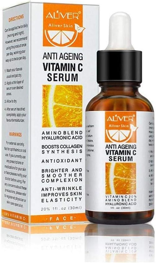 Aliver - The Original Best Selling Premium Vitamin C Face Serum - Hyaluronic Acid Anti Ageing & Anti Wrinkle - A face lift without the needles! Plump, hydrate & brighten