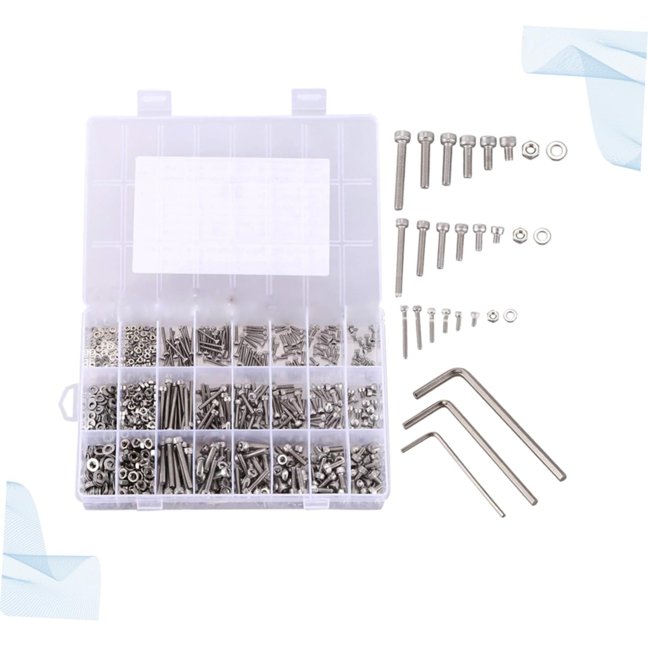 GARVALON 1080pcs Stainless Steel Bolt and Nut Set Metric Screws and Bolts Assortment Socket Head Screws Kit