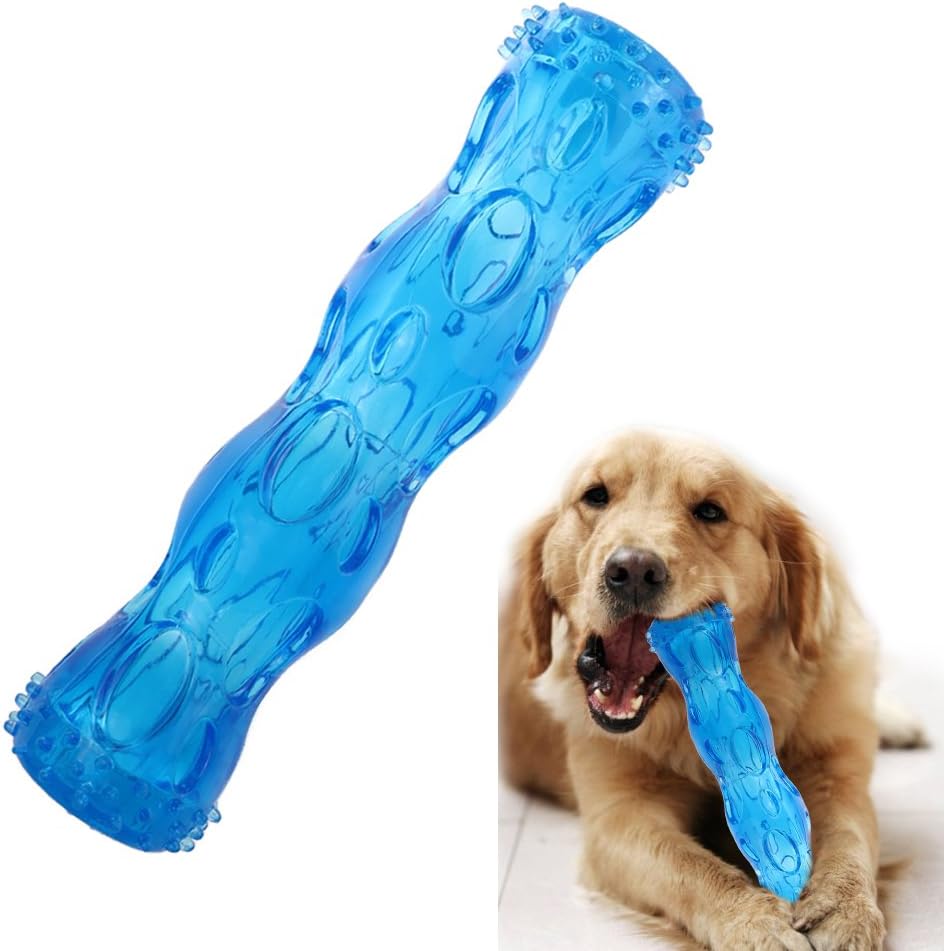 CEESC Dog Chew Toy Bone Tooth Cleaning and Puzzle Game for Puppy, 3 Sizes and 3 Colors Options (M: 7.09" x 1.77", Blue)