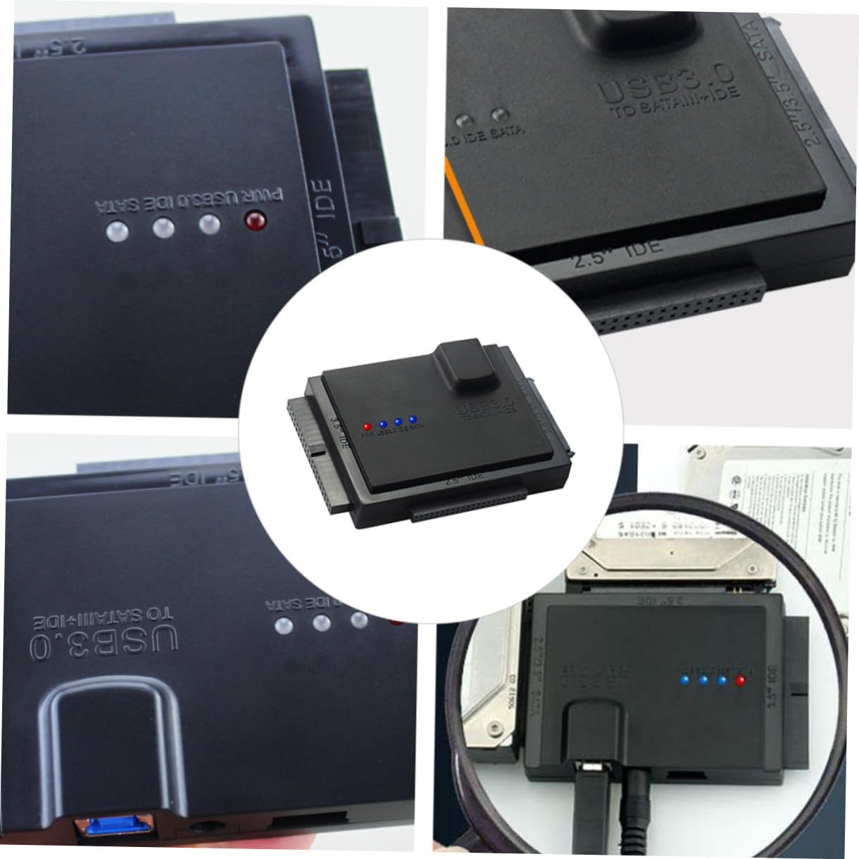 Hemobllo Adattatore Hard Disk Esterno 2.5 e 3.5 Pollici Ide Hdd SSD con Cavo USB 3.0 senza Installazione, Compatibile Fino a 5000gb, Materiale Abs Nero