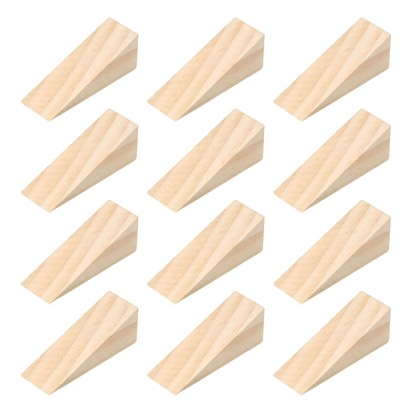 sourcing map 12Pcs Wooden Door Stopper, 60 x 20 x 20mm Non-Slip Solid Wood Door Wedges Triangle Wooden Doorstop Blocks for Chair Caning Home Office Floor