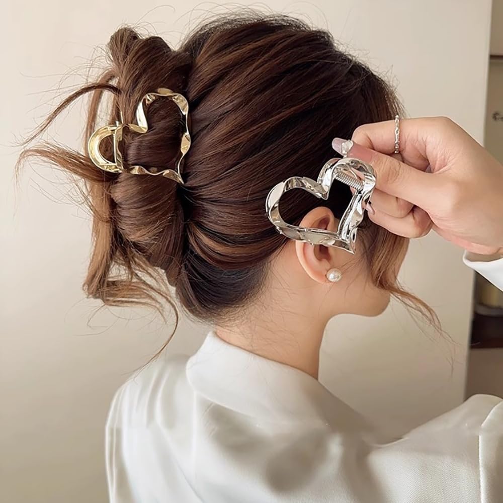 Vintage heart hair clip Amazon.com : 6 Pcs Heart Hair Claw Clips Metal High Ponytail  main image 3