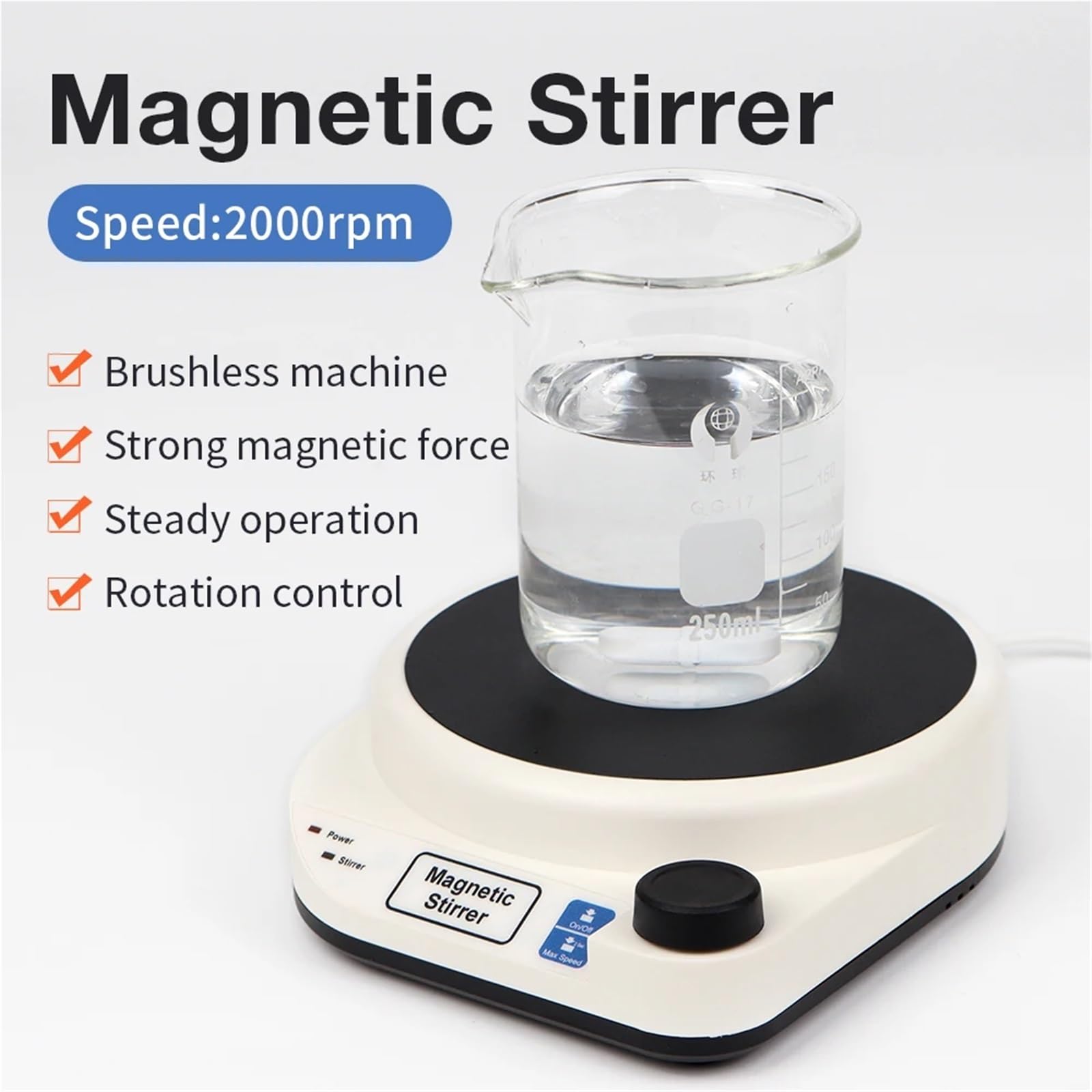 Homogénéisateur Mini agitateur magnétique de Laboratoire, mélangeur avec barreau d'agitation, Liquide 3000 ML 5000, Plaque Portable(MS3 (3000ml))