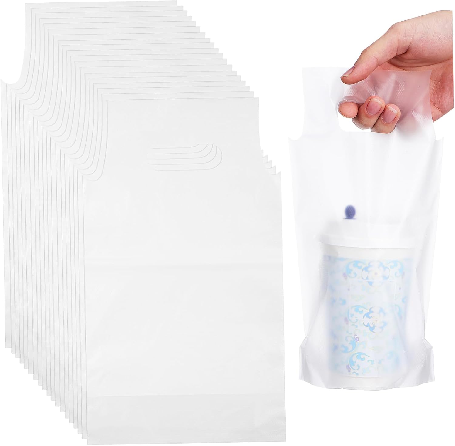 OUNONA 500pcs Coffee Cup Carrier Bags Sturdy and Portable Beverage Holders for Takeout Drinks for Milk Tea and Coffee Shops Reliable Packing