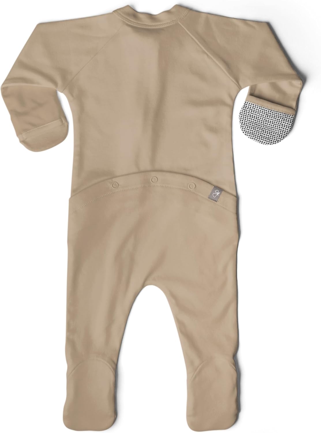 Goumikids Convertible Baby Footie Pajamas, 2-Way Zipper and Mitten Cuffs, Organic Cotton, 3-6 Months, Sandstone