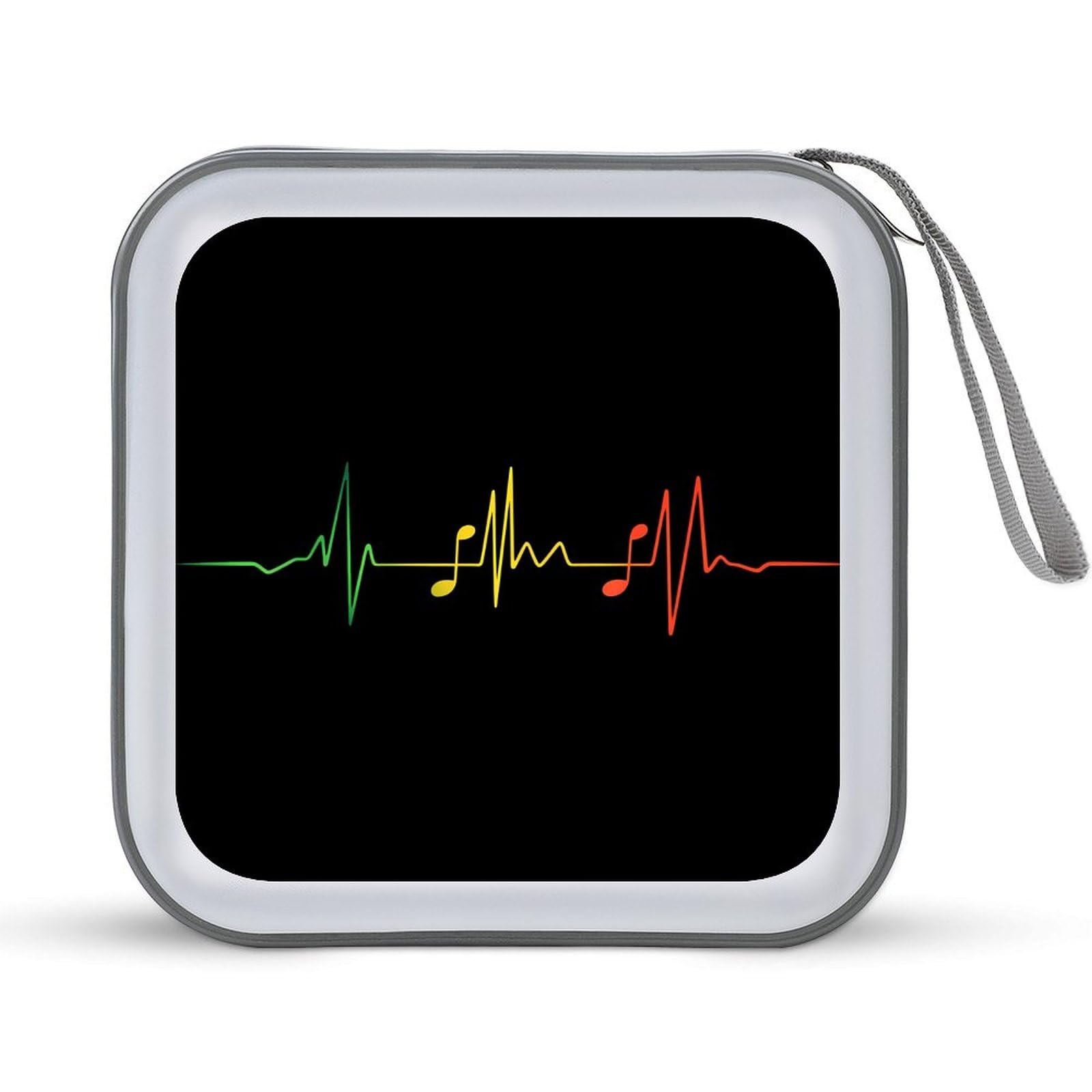 Reggae Music Note Heartbeat CD Case Portable DVD Holder Storage Organizer for Home Travel