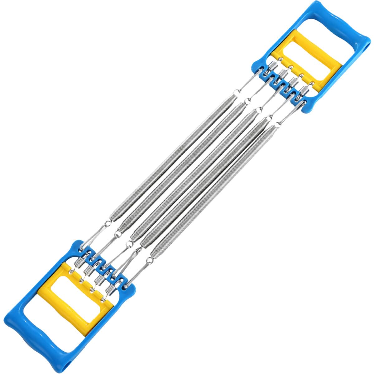 Expansor de Pecho y Brazos Resorte Desmontable, Ejercitador Multifuncional para Entrenamiento Muscular, Banda Elástica Resistente Azul y Amarillo, Equipo Portátil Fitness para