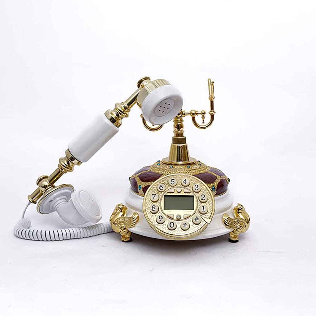 Antique European Style Telephone Vintage Landline Large Button Retro Desktop Phone Home Decoration for Family Office B (A)