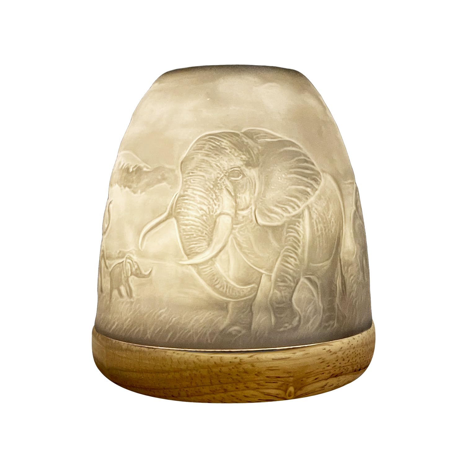 Cello Women's White Porcelain Tall Tealight Holder Dome - Elephant Design With 3D Projection Image For Scented Unscented Led Candle Wax Warmer Gift Ornament For Home Bedroom Mum Dad