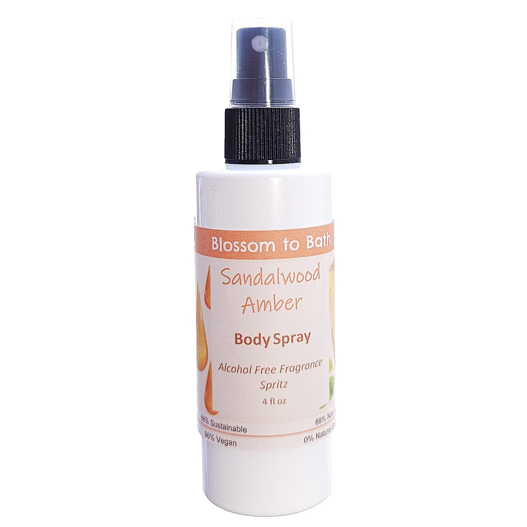 Blossom to Bath Sandalwood Amber Body Spray (4 Ounce) - Phthalate Free Fragrance - Energizes Skin with a Woodsy Warm Scent