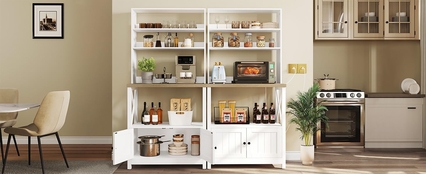 Amazon.com - YITAHOME White Microwave Stand Bakers Rack Cabinet ...