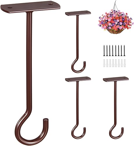 ASZUNE Soporte colgante para plantas de 6 pulgadas, paquete de 4 ganchos de metal para plantas, gancho decorativo de pared para colgar linternas,