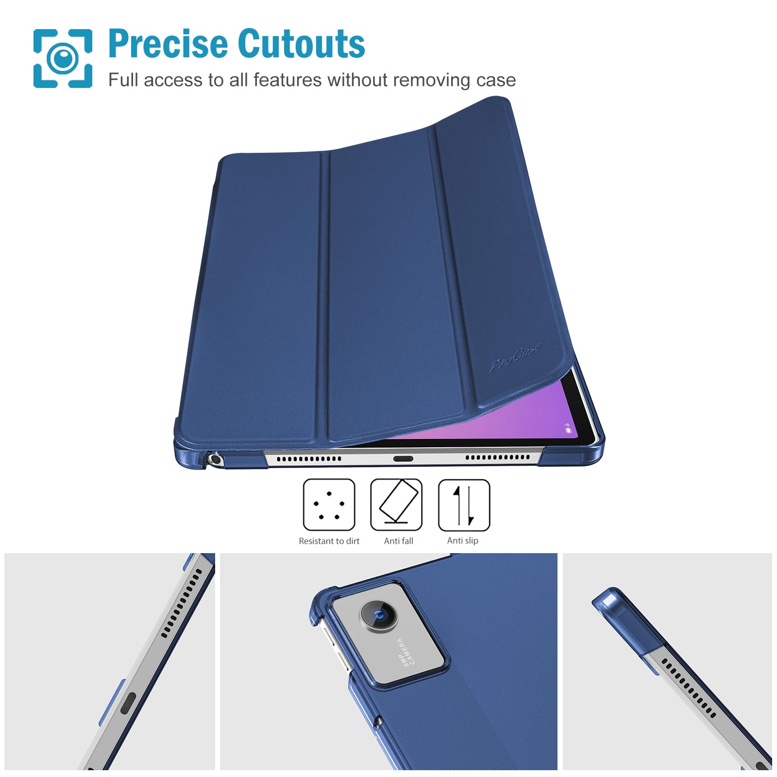 ProCase Custodia per Lenovo Idea Tab 11 Pollice 2025/K11 Gen 2 2025, Supporto Sottile - Marina