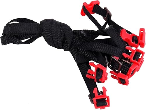 Miniatura 4 de INJORA 10 correas de amarre para portaequipajes a escala para 110 RC Crawler Car Axial SCX10 90046 TRX4 TRX6 Redcat Gen8 VS4-10 (rojo)