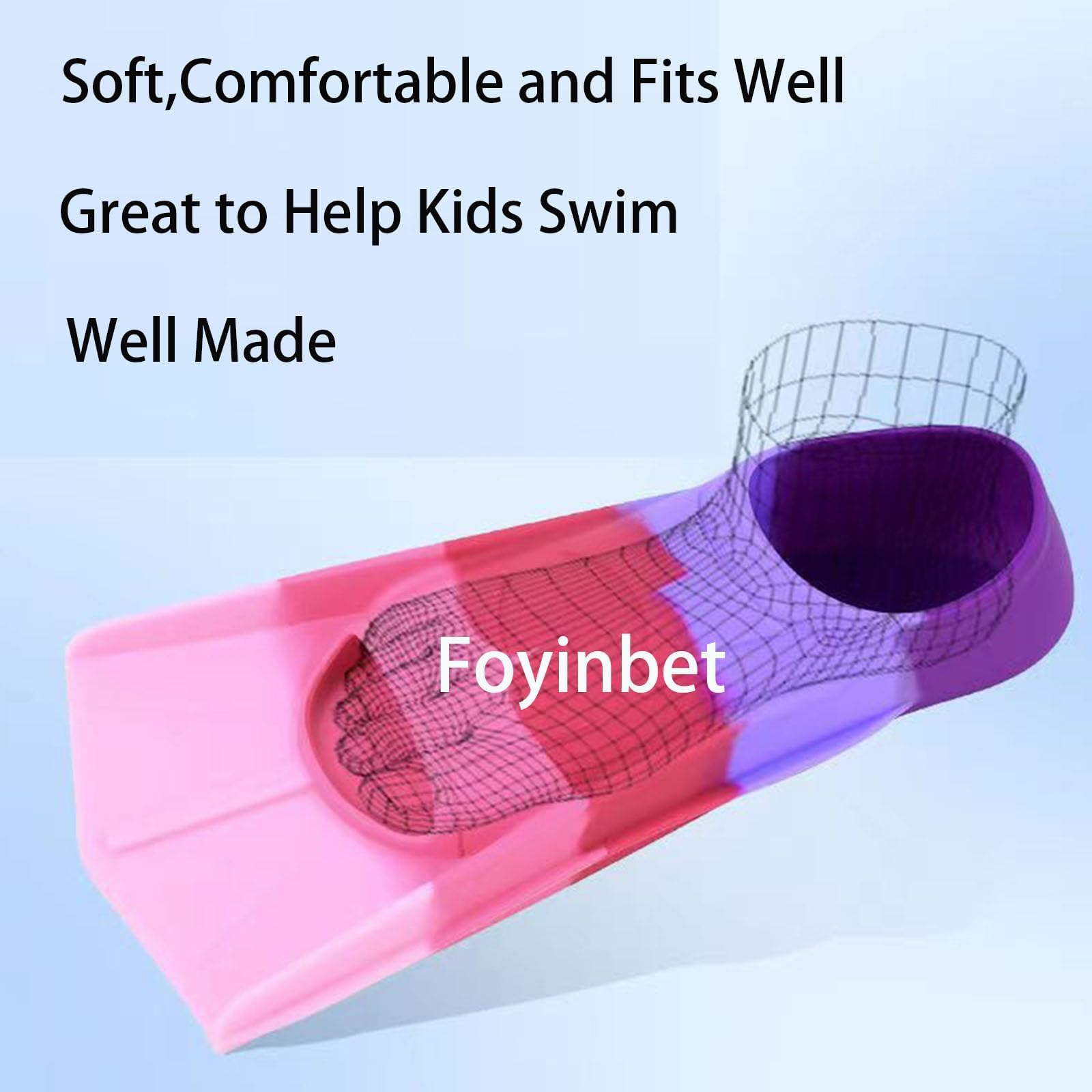 Aletas de natación para niños, aletas cortas para natación, natación y entrenamiento para niños, niñas, niños
