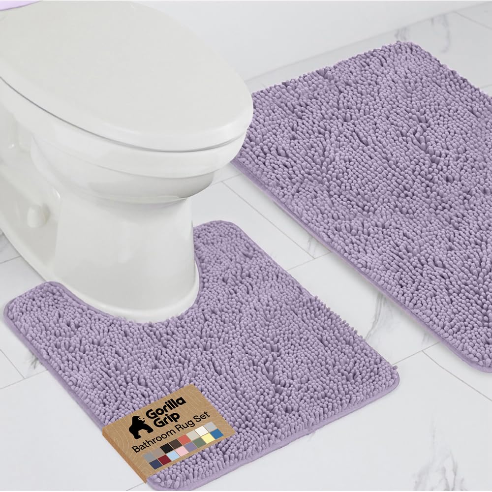 GORILLA GRIP Bathroom Area Rug Sets 2 Piece, Soft Chenille, 30x20 Lt Purple
