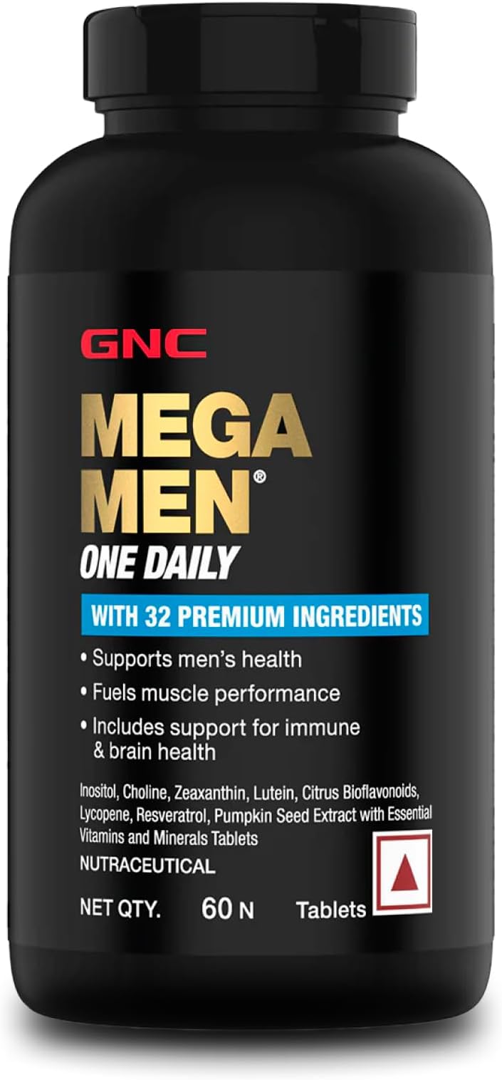 Mega Men One Daily Multivitamin | 60 Tablets | 32 Premium Ingredients | Promotes Men's Well-Being | Supports Muscle Function | Boosts Immunity | Improves Memory & Focus | Formulated In USA