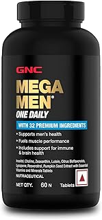 Mega Men One Daily Multivitamin | 60 Tablets | 32 Premium Ingredients | Promotes Men's Well-Being | Supports Muscle Function | Boosts Immunity | Improves Memory & Focus | Formulated In USA