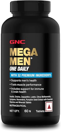 GNC Mega Men One Daily Multivitamin | 60 Tablets | 32 Premium Ingredients | Promotes Men's Well-Being | Supports Muscle Fu