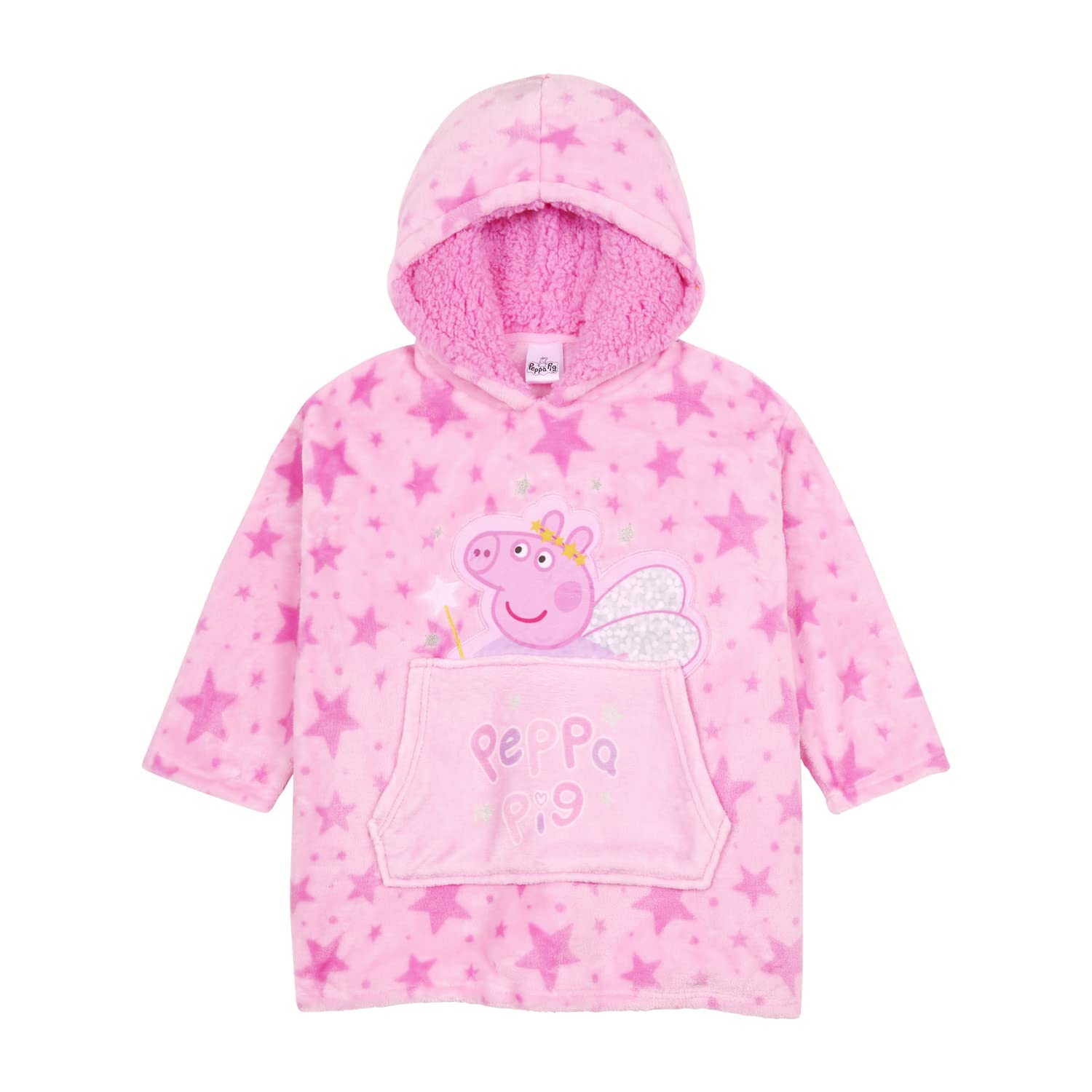 Peppa Pig Girls Pink Hoodie For Oversized Warm Fleece Hoodie Blanket (4-6 Years)