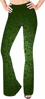 squarex Cute Flower&heart Print Bootcut Yoga Pants for Women, Stretchy High Waisted Workout Sports Leggings Trousers, Tummy-control Straight Leg Sweatpants for Gym, Cycling,running, Daily Leisure
