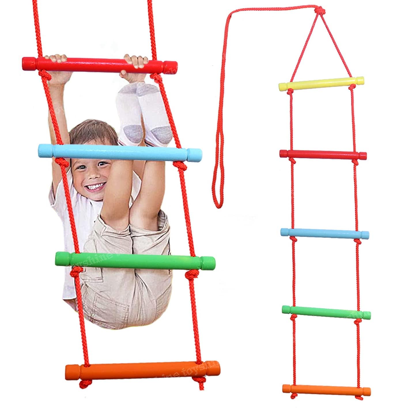 Toyshine 5 Step Rope Ladder For Kids, Climbing Ladder For Swing Set ...