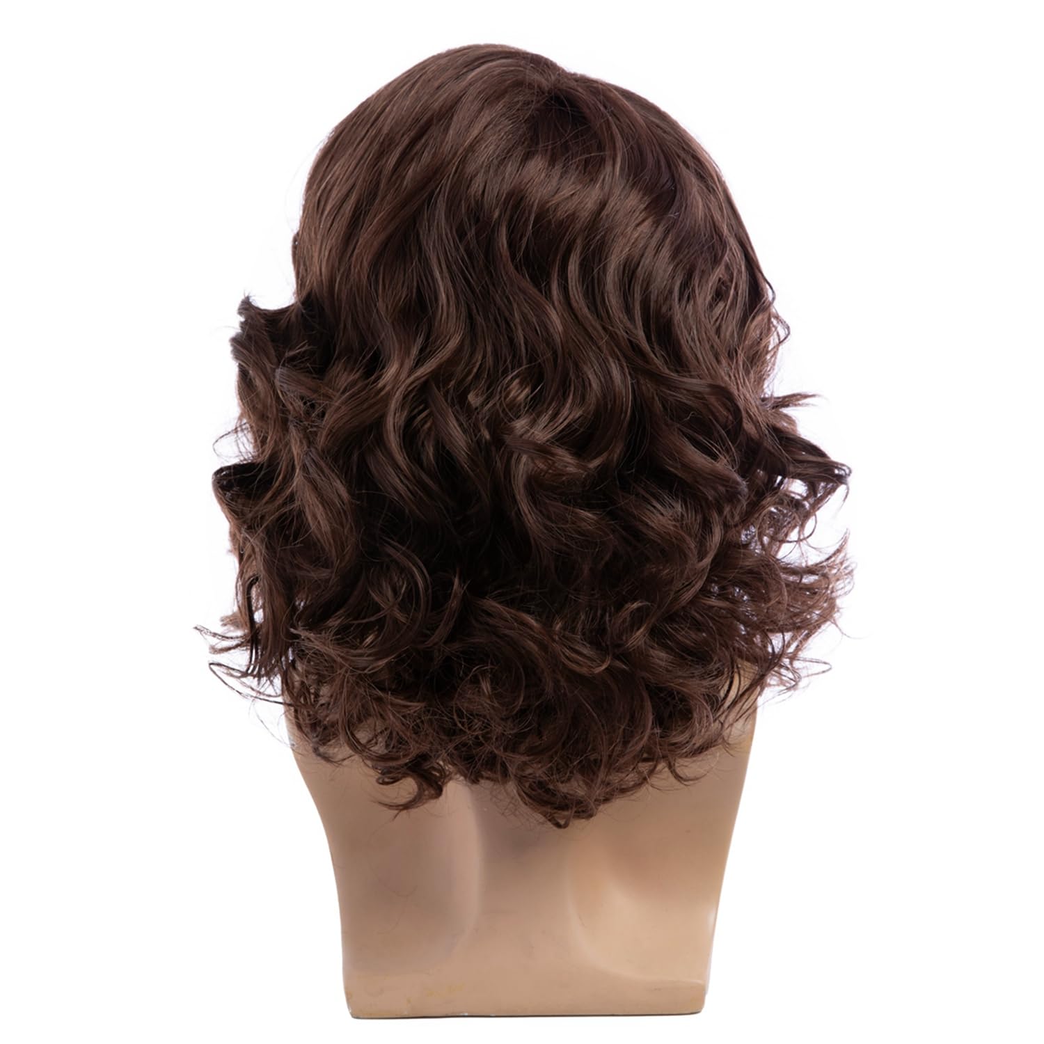 Long Wavy Brown Wig for Men Shoulder Length Side Part Heat Resistant Synthetic Cosplay Party Costume Wig