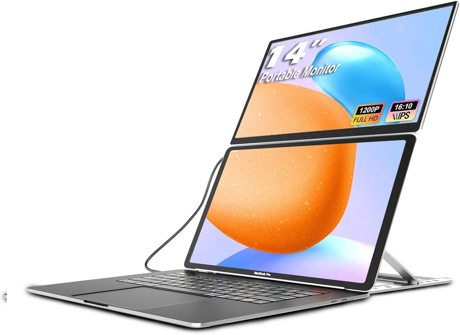 Laptop Screen Extender, 14 Portable Monitor for Laptop, 1080P FHD Triple Screen Laptop Monitor Extender for 13-17.3 Laptop, HDMI/USB-C for MacBook, Windows, Chrome, Switch, Plug  Play Laptop Screen Extender, 14 Portable Monitor for Laptop, 1080P FHD Triple Screen Laptop Monitor Extender for 13-17.3 Laptop, HDMI/USB-C for MacBook, Windows, Chrome, Switch, Plug  Play