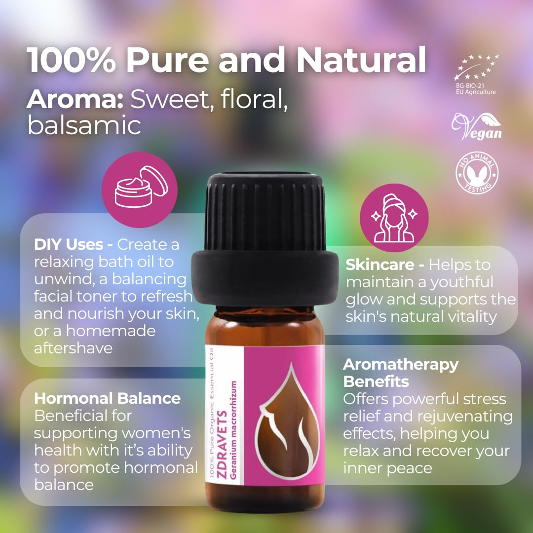 Essences Bulgaria BIO Echte Geranie Ätherisches Öl 5ml