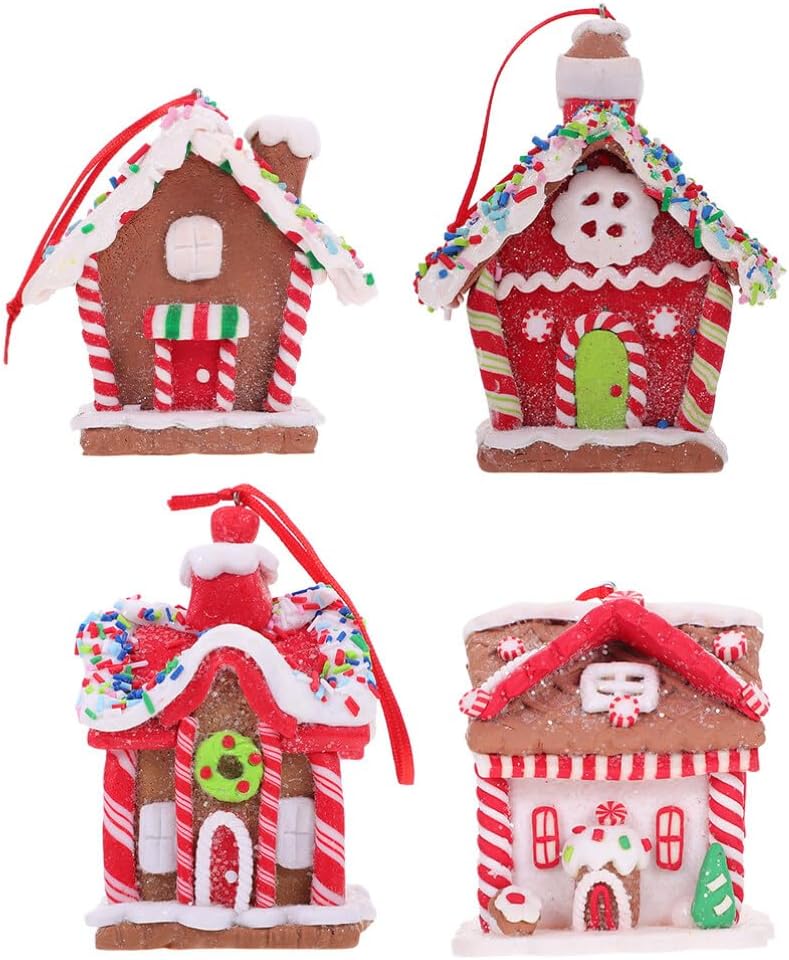 Luxshiny 4pcs Ornaments Holiday Xmas Tree Decorations Polymer Festive Hanging Pendants for Home Decor Tabletop and Celebration
