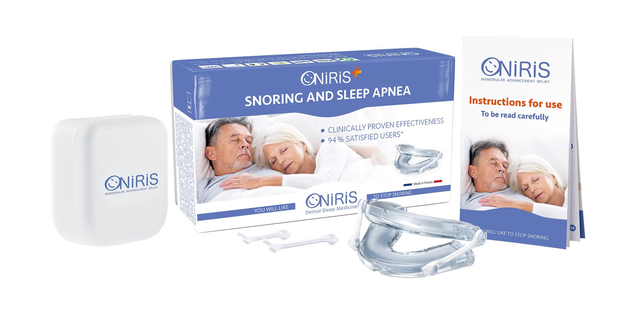 ONIRIS + Snoring Orthosis – Clinically Validated for Sleep Apnea – Made in France – Tooth Splint – Orthosis for Predisplacement of the Lower Jaw – Acts on the Causes of Bad Sleep