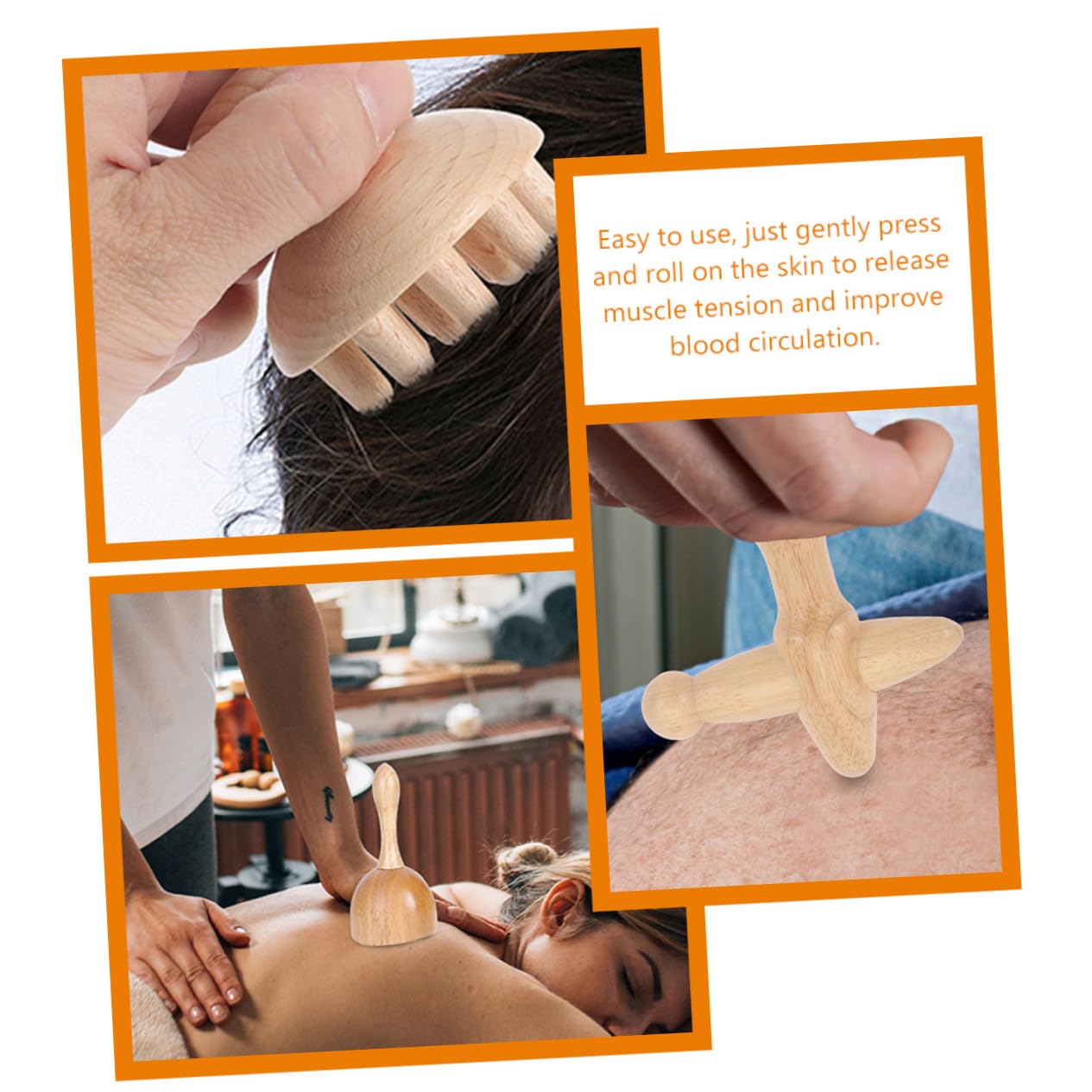 Holz Massagegerät Satz für Zuhause und Unterwegs, Beige, 1 Satz