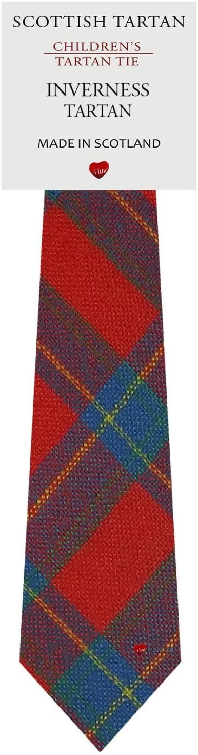 I LUV LTD Boys All Wool Tie Woven And Made in Scotland in Inverness Tartan