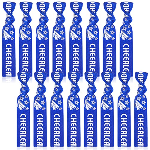 Taiyin 68 Pcs Cheer Hair Ties Bulk Cheer Bracelets Cheerleader Gifts Motivational Gifts Wristbands for Squad Party Favors Pom Design(Blue)