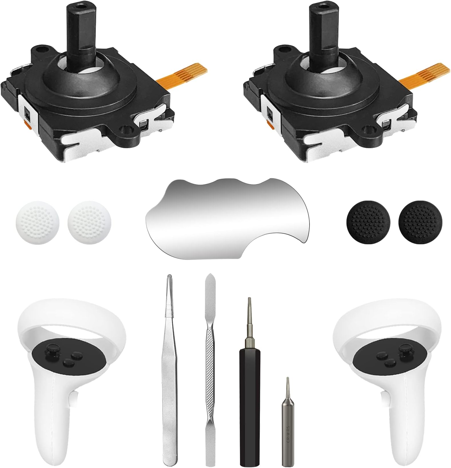 OLCLSS Joystick Replacement Kit Media_Card For Oculus Quest 2 Controller For Desktop , Accessories For Oculus Quest 2 Controller And Meta Quest 2 Controller(Black-11-In-1)